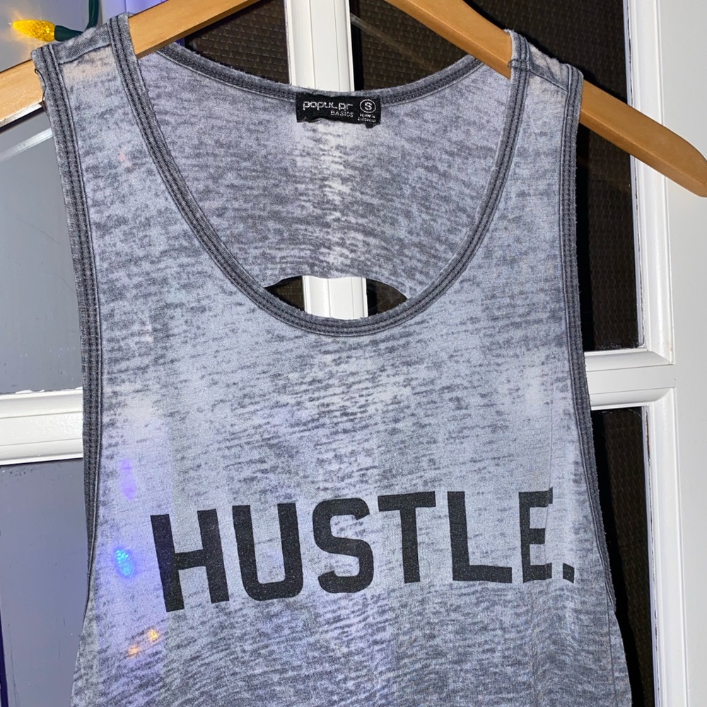 Popular Basics tank HUSTLE gray burnout - Picture 2 of 7